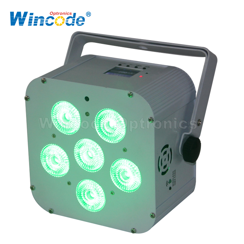 6×18W RGBWA+UV 6 in 1 Draadloze LED Par Light op batterijen